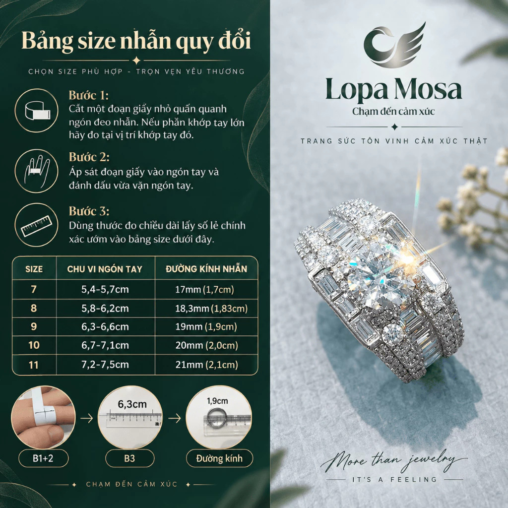 Nhẫn Nam Bạc 925 Chủ Moissanite 6.8mm LOPA MOSA RM0207 Màu Trắng - image 2