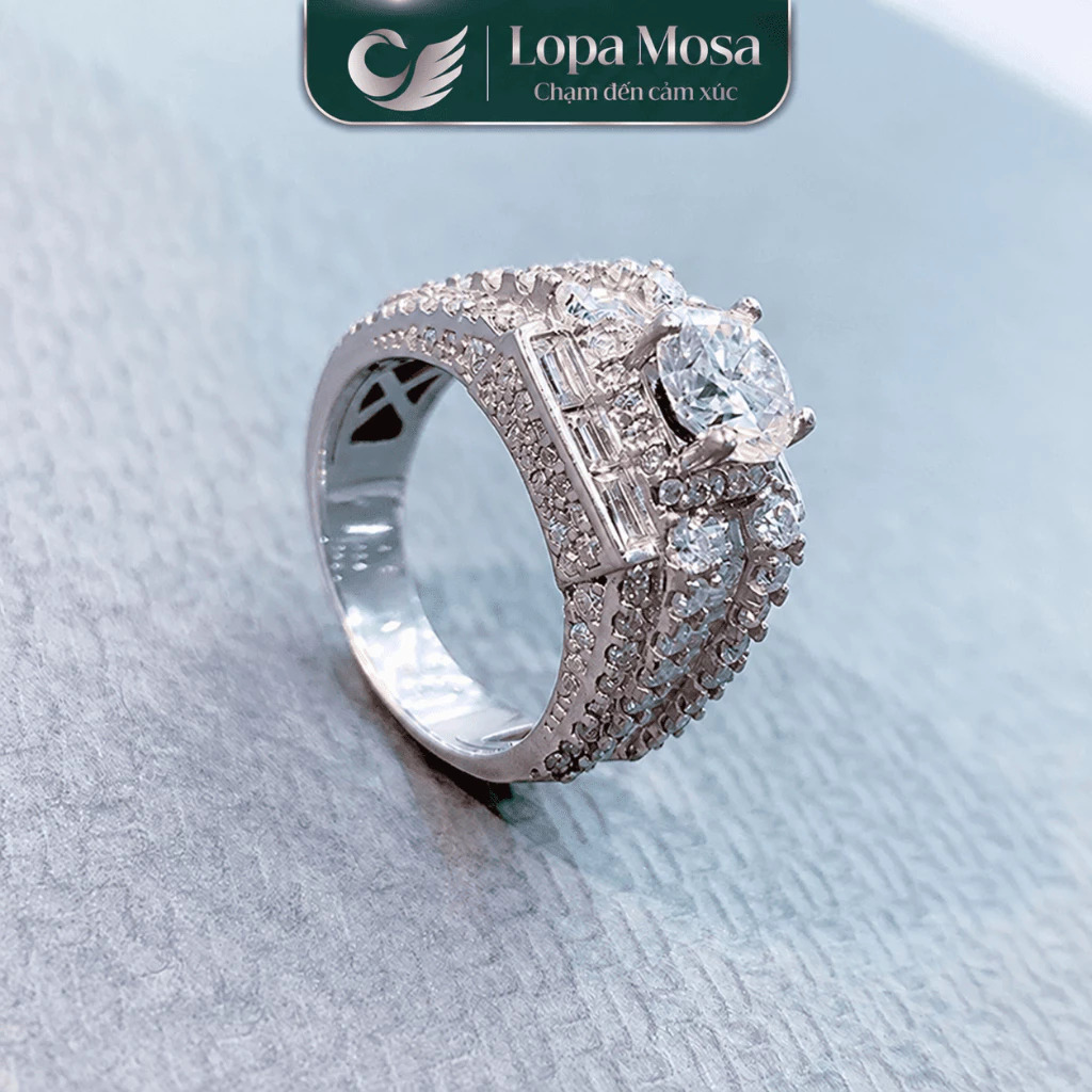 Nhẫn Nam Bạc 925 Chủ Moissanite 6.8mm LOPA MOSA RM0207 Màu Trắng - image 3